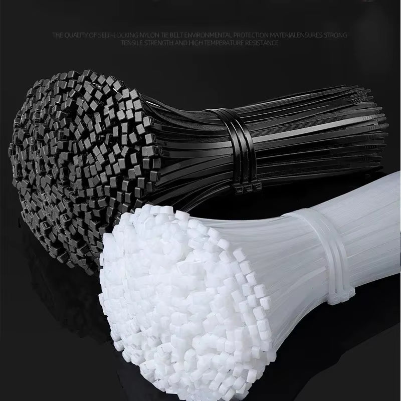 100/1000Pcs Nylon Cable Ties – Self-Locking Zip Ties