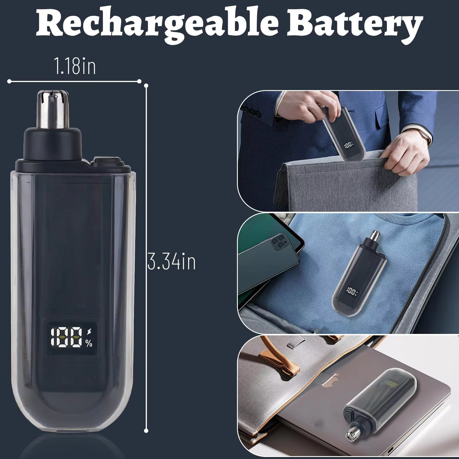 Portable Electric Nose & Ear Hair Trimmer for Men
