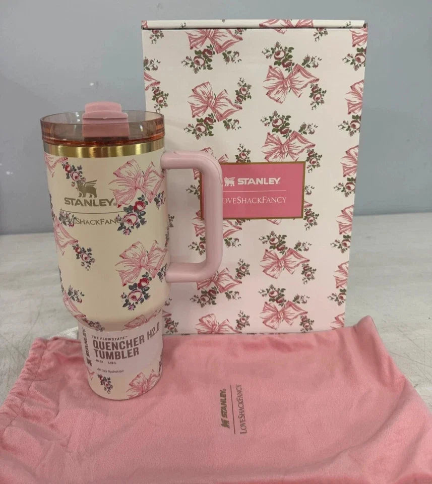 Stanley x LoveShackFancy 40oz Quencher Tumbler – Floral Pink – New